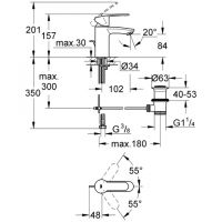 Vorschau: Grohe Eurostyle Cosmopolitan Waschtischarmatur mit Ablaufgarnitur, S-Size, wassersparend, chrom