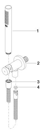 Dornbracht Schlauchbrausegarnitur mit integriertem Brausehalter, Zeichnung