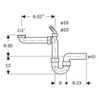 Vorschau: Geberit Spültisch-Ablauf für 1 Becken mit Winkelschlauchtülle, Raumsparmodell