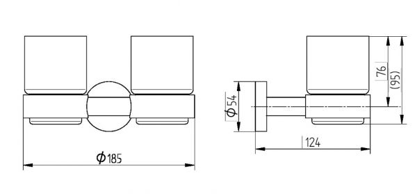 Avenarius Serie 200 Glashalter 2-fach mit Glas, chrom