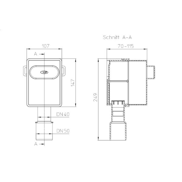 HL Rohbauset Waschgeräte-UP-Siphon