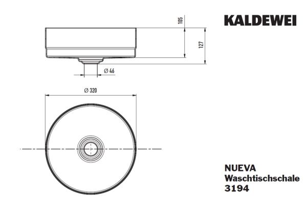 Kaldewei Nueva 3194 Waschtisch-Schale rund Ø32cm, Perl-Effekt, beidseitig emailliert, ohne Überlauf