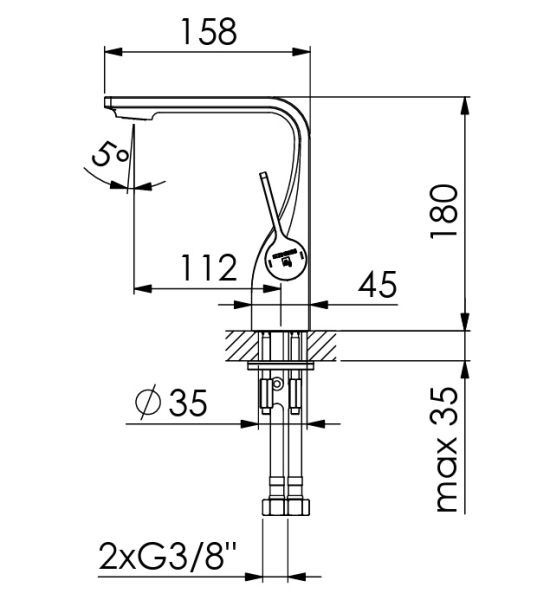 Steinberg Serie 230 Waschtischarmatur ohne Ablaufgarnitur, Ausladung 11cm, chrom