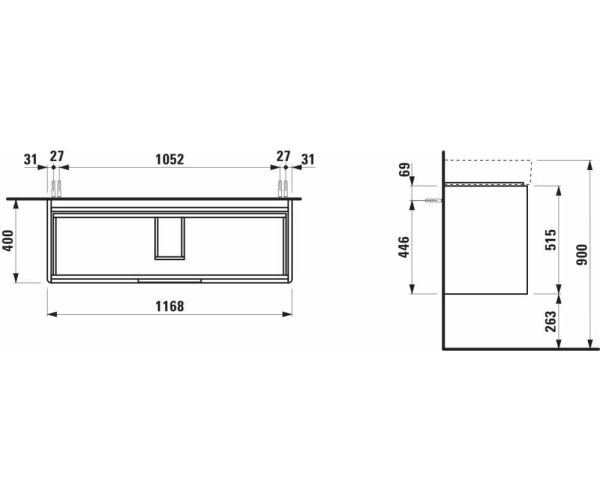 Laufen Juna Waschtischunterbau 117cm für Val Waschtisch H810289