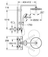 Vorschau: Grohe Vitalio Start System 250 Duschsystem schwarz 266772430 Zeichnung