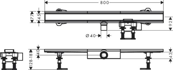 Hansgrohe RainDrain Compact Komplettset Duschrinne 80cm für flache Installation, edelstahl gebürstet 56166800