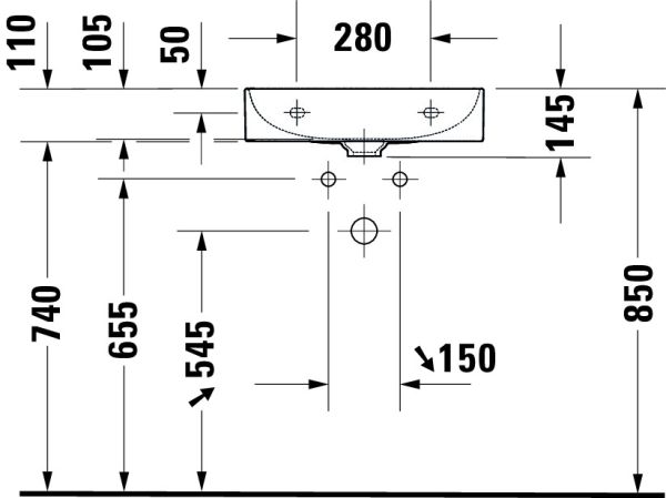 Duravit DuraSquare Waschtisch 50x47cm, ohne Überlauf, mit Wondergliss, mit nicht verschließbarem Ablaufventil, weiß 23535000701