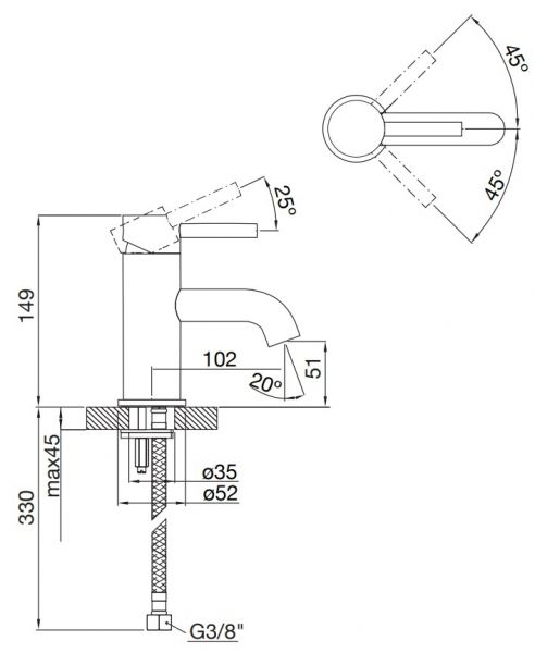 Steinberg Serie 100 Waschtisch-Einhebelmischer ohne Ablaufgarnitur, Ausladung 100mm