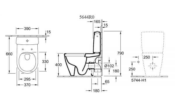 Villeroy&Boch Avento Tiefspül-WC spülrandlos mit DirectFlush, Technische Beschreibung