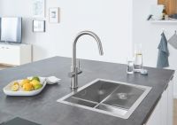 Vorschau: GROHE Blue Home C-Auslauf Starter Kit, herausziehbar, Filterfunktion & Sprudelfunktion 31541DC0 supersteel Spüle 1