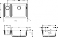 Vorschau: Hansgrohe S51 S510-U635 Unterbauspüle 180/450 mit Zusatzbecken