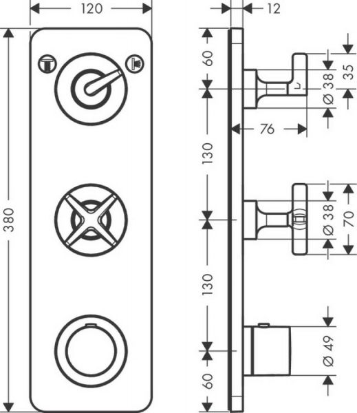 Axor Citterio E Thermostatmodul Unterputz für 2 Verbraucher, mit Platte