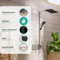 Vorschau: hansgrohe Raindance Alive Q Duschsystem 210/340 EcoSmart, ShowerSelect Comfort, schwarz matt