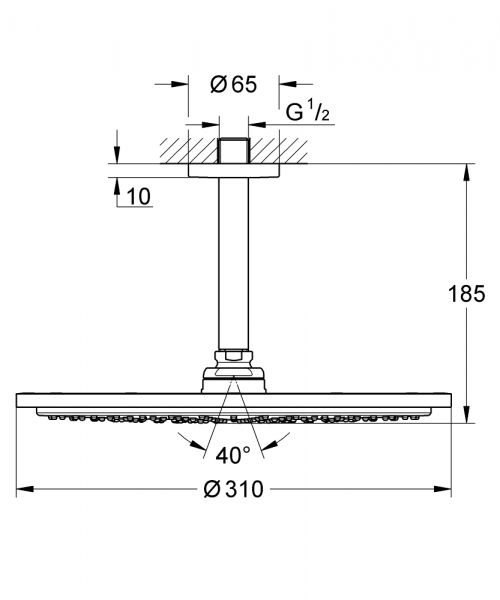 Grohe Rainshower® Cosmopolitan 310 Kopfbrauseset mit Deckenauslass, cool sunrise