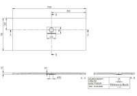 Vorschau: Villeroy&Boch Squaro Infinity Quaryl®-Duschwanne, Eckeinbau rechts gegen Wand, 170x75cm, technische Zeichnung