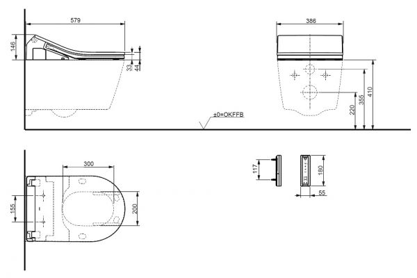 TOTO RX EWATER+ WASHLET® Dusch-WC Aufsatz, weiß
