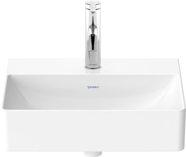 Duravit DuraSquare Handwaschbecken rechteckig 45x35cm, mit Hahnloch, WonderGliss, geschliffen, weiß 07324500711