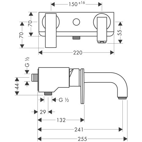 Axor Citterio Einhebel-Wannenmischer Aufputz, Ausladung 241mm