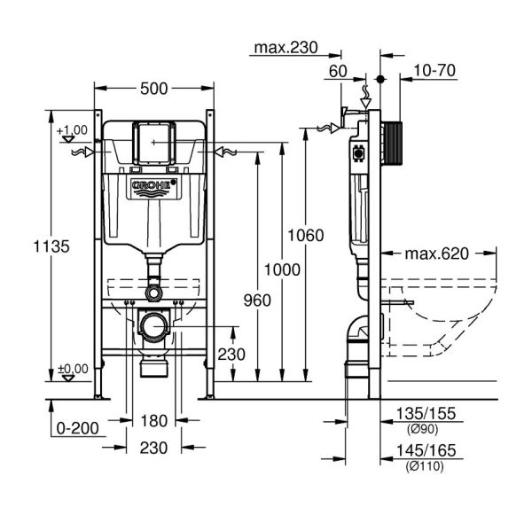 Grohe Solido Compact 2-in-1-Set für WC, 1,13m Bauhöhe