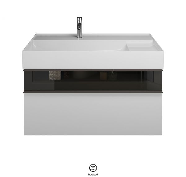 Burgbad Yumo Mineralguss-Waschtisch mit Waschtischunterschrank, 101,5cm SFKL102F3725C0001G0179