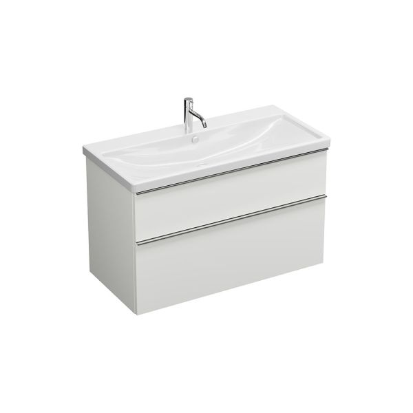 Burgbad Eqio Waschtisch 103cm mit Unterschrank, weiß matt, Griffleiste chrom SEYQ103 