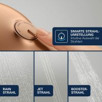 Vorschau: Grohe Vitalio Joy+ 120 Wandhalterset inkl. Handbrause mit AquaBooster, 3 Strahlarten, warm sunset gebürstet