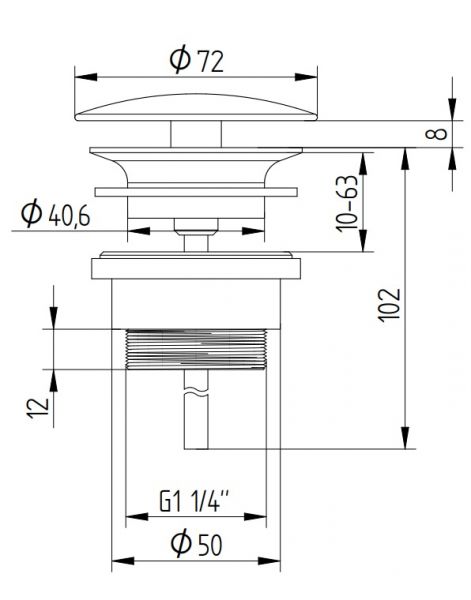 Avenarius Universal Design-Schaftventil rund DN32 Ø72mm, ohne Verschluß, chrom