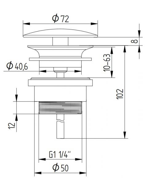 Avenarius Universal Design-Schaftventil rund DN32 Ø 72mm, ohne Verschluß, chrom