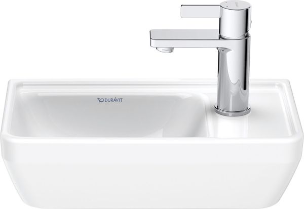 Duravit D-Neo Handwaschbecken rechteckig 40x22cm, mit Hahnloch rechts, mit WonderGliss, weiß 07394000411