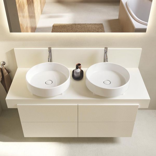 Duravit Balcoon Konsole 140x55cm für 2 Aufsatzwaschbecken, elfenbein matt