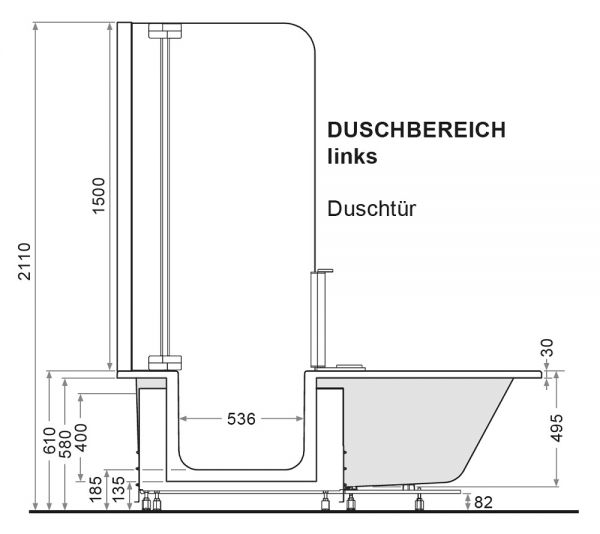 Artweger Twinline 2 Duschtür für Duschbadewanne