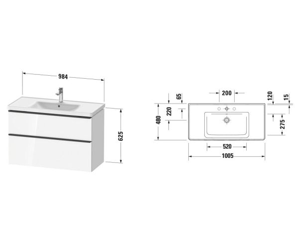 Duravit D-Neo Möbelset 100cm Waschtisch mit Unterschrank
