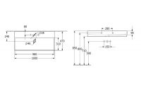 Vorschau: Villeroy&Boch Memento 2.0 Waschtisch 100x47cm, 1 Hahnloch Technische Zeichnung