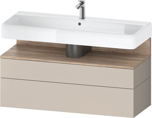 Duravit Qatego Unterschrank 119x47cm in taupe matt, mit offenem Fach in eiche marmoriert QA4396