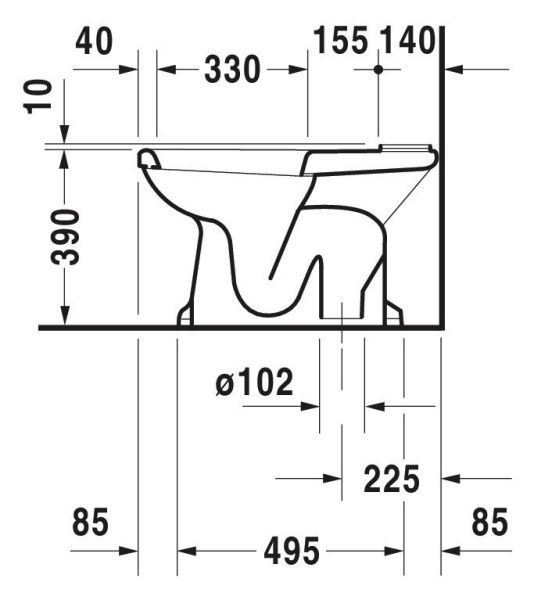 Duravit Serie 1930 Stand-WC für Kombination, Tiefspüler, Abgang senkrecht, weiß