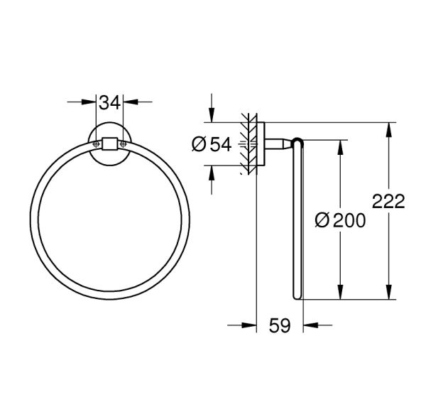 Grohe BauCosmopolitan Handtuchring, chrom