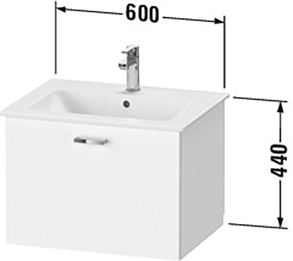 Duravit XBase Waschtischunterschrank 60cm, mit 1 Auszug, passend zu Waschtisch ME by Starck 233663