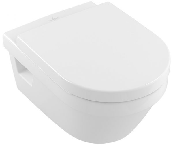 Villeroy&Boch Architectura Wand-WC oval, spülrandlos, WC-Sitz mit SoftClose, Combi-Pack, weiß, 5684HR01