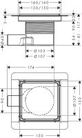 Vorschau: Hansgrohe RainDrain Brilliance Komplettset Punktablauf 15x15cm, befliesbar, edelstahl gebürstet56251800