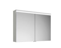 Burgbad Lin20 Spiegelschrank mit horizontaler LED-Beleuchtung und 2 Spiegeltüren, dimmbar, 100x70cm SPQK100