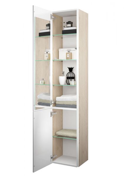 Burgbad Iveo Hochschrank mit 2 Türen und 1 Spiegel an der Innenseite
