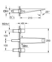 Vorschau: Grohe Allure Brilliant 3-Loch-Waschtisch-Wandbatterie L-Size, Ausladung 21cm