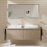 Vorschau: jetzt bei BÄDERMAXX sparen: Hansgrohe Xarita E Spiegel mit LED-Beleuchtung 160x70cm IR Sensor, weiß matt 54992700