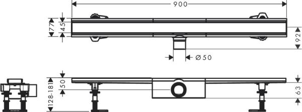 Hansgrohe RainDrain Compact Komplettset Duschrinne für Standardinstallation, 90cm 56180800