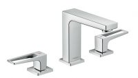 Hansgrohe Metropol 3-Loch Waschtischarmatur 110 mit Bügelgriffen und Push-Open Ablaufgarnitur, chrom