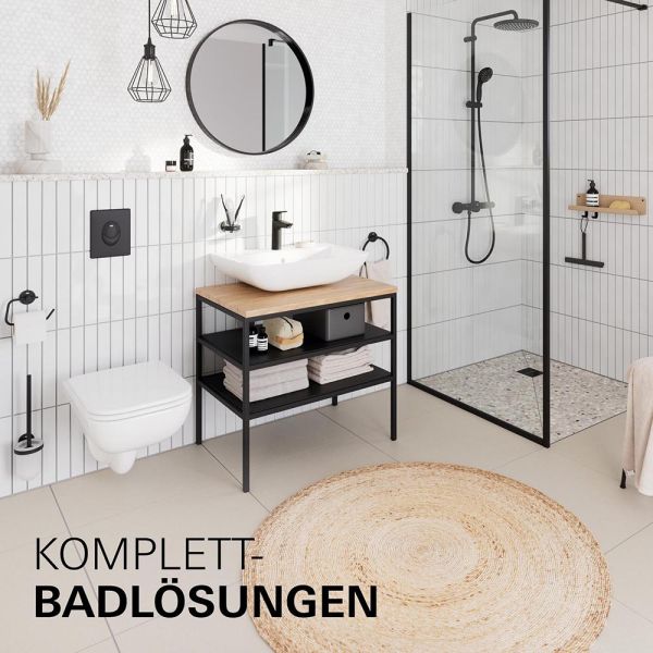 Grohe Lineare Waschtischbatterie XS-Size Kaltstart, Ablaufgarnitur, schwarz matt