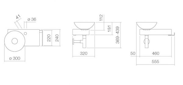 Alape Piccolo Novo Waschplatz, rechteckig, Beckenmulde links WP.PN1