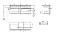 Vorschau: Villeroy&Boch Collaro Waschtischunterschrank passend zu Aufsatzwaschtisch 43345G, 140cm, technische Zeichnung