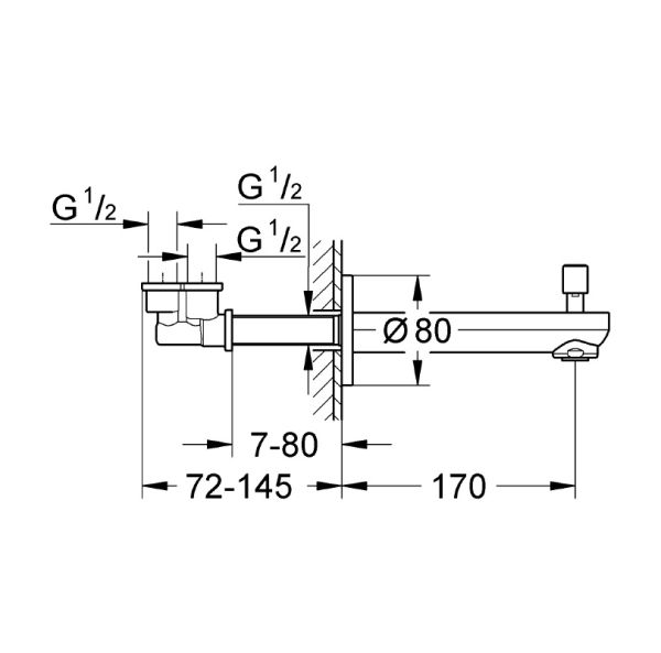 Grohe Eurosmart Cosmopolitan Wanneneinlauf mit Umstellung, chrom