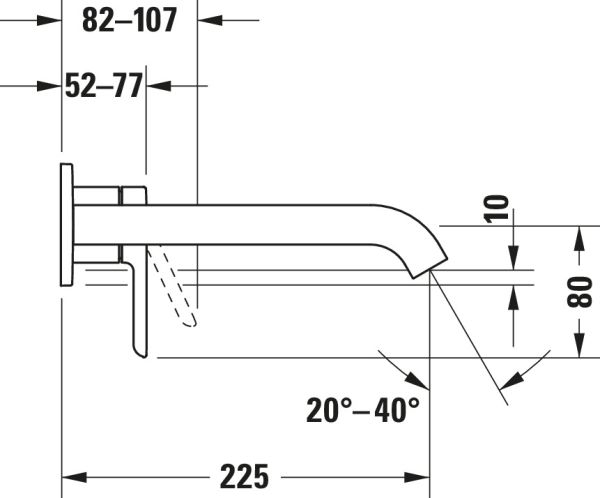Duravit C.1 Einhebel-Waschtischmischer Unterputz, Ausladung 225mm, schwarz matt